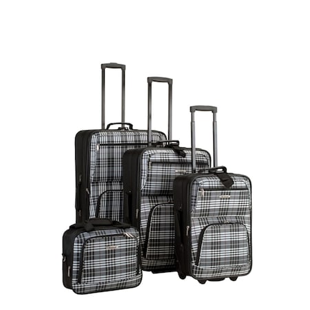 Rockland 4 piece Black Plaid Luggage Set F105-BLACKCROSS